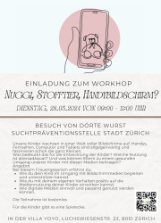 Flyer Workshop Nuggi, Stofftier, Handybildschirm Mai 2024